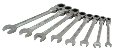 8 Pieces SAE Combination Flex Head Geared Wrench Set 59808A