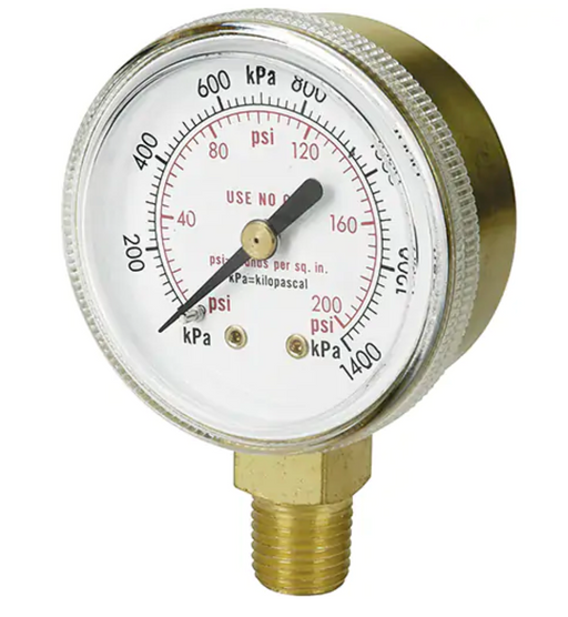 Brass Gauges, 2" , 4000 PSI, Bottom mount, Analogue Each (PACK of 10)