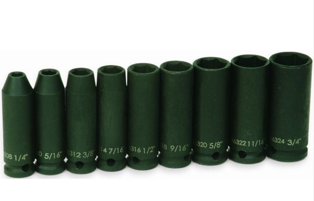 WILLIAMS 36904 3/8" DRIVE 9 PIECES IMPACT SAE SOCKETS SET