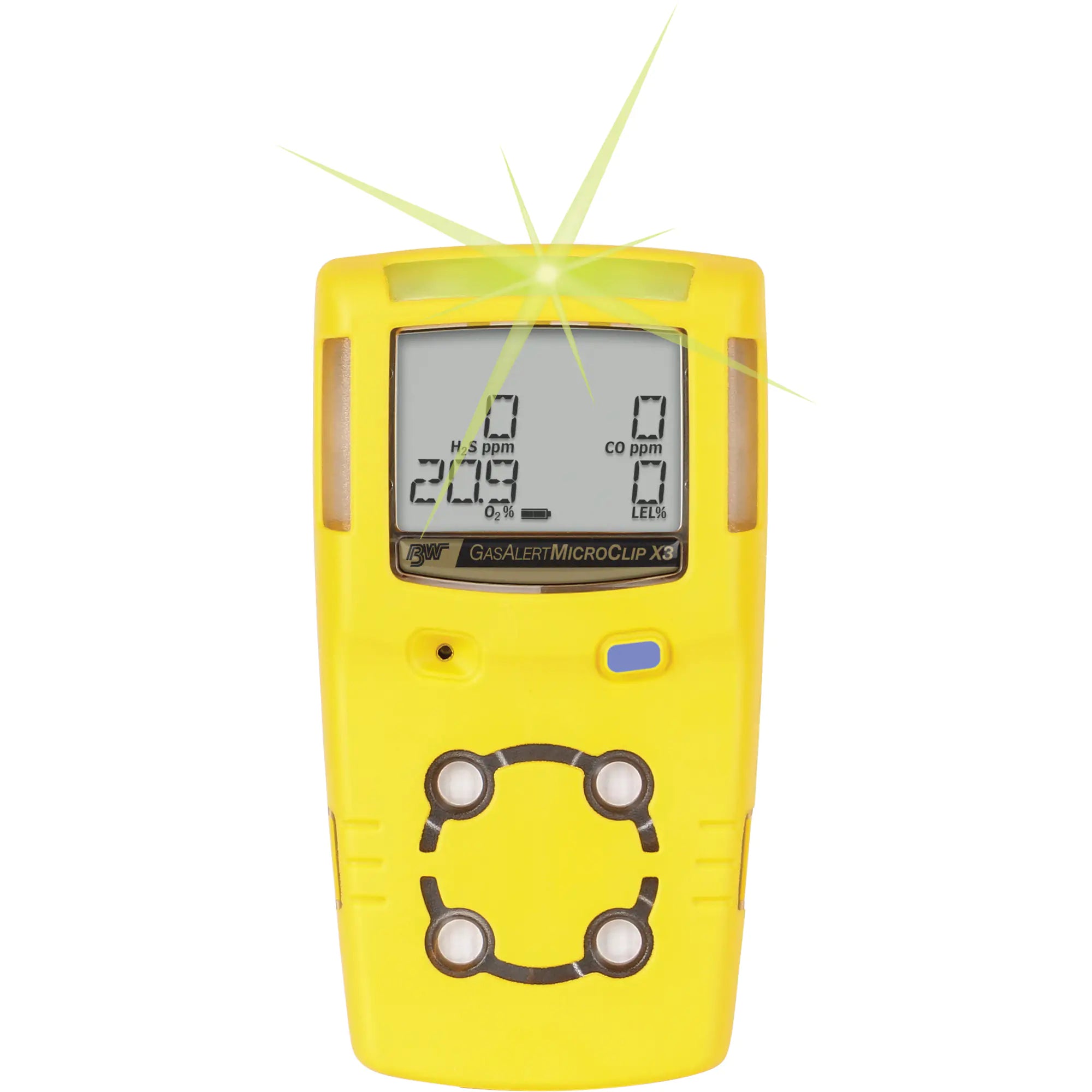 BW™ MicroClip X3 Multi-Gas Detector, 3 Gas, O2 - H2S - CO Each