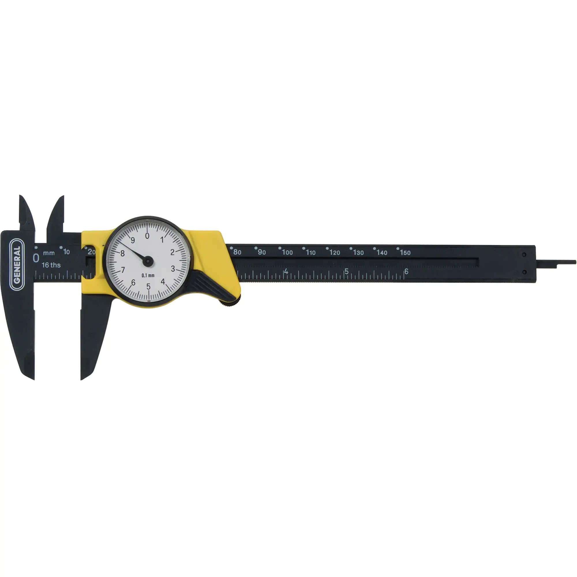 Metric Dial Caliper, 0.001 mm Resolution, 150 mm Range Each