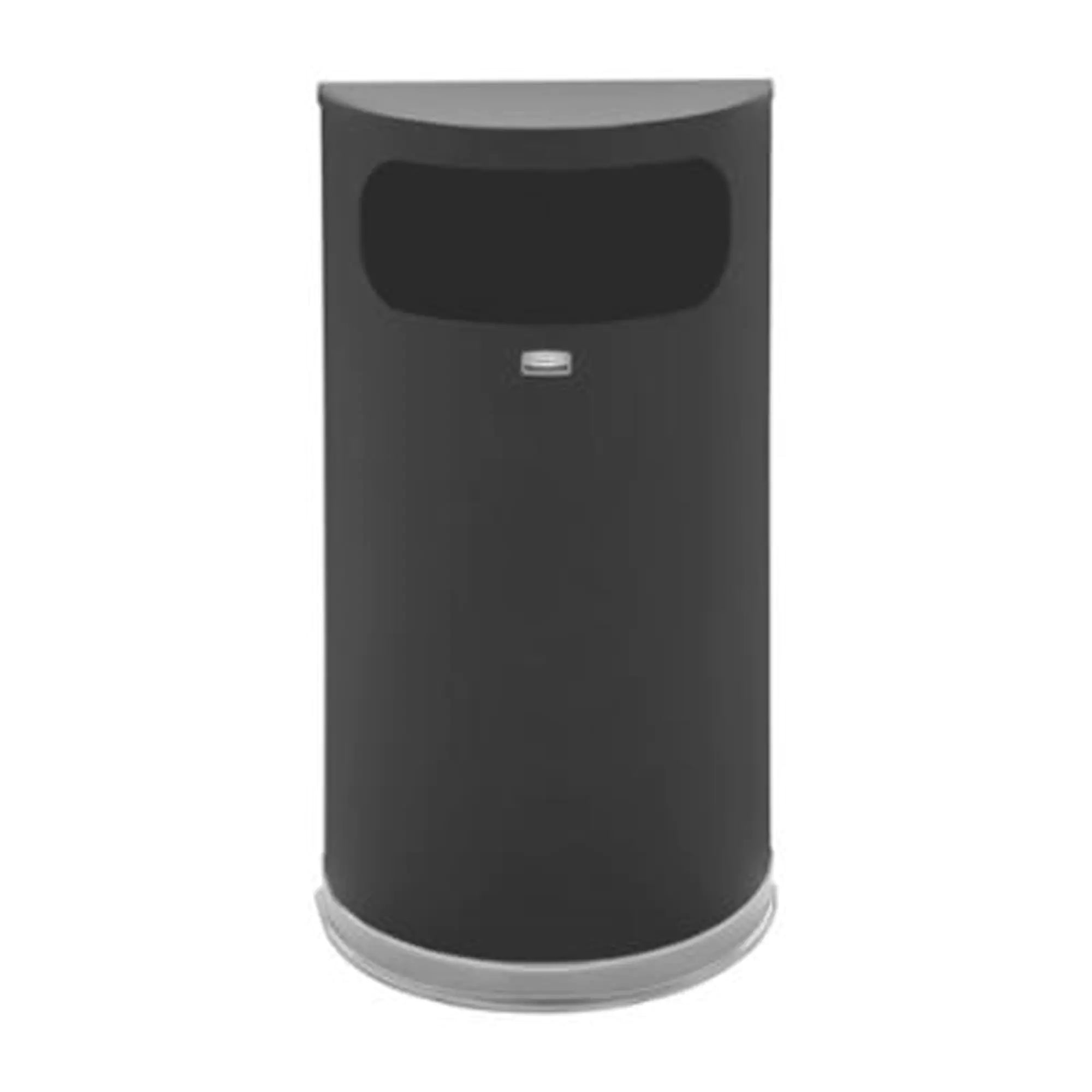 Half-Round Open Top Waste Container, Steel, 9 US gal. Each