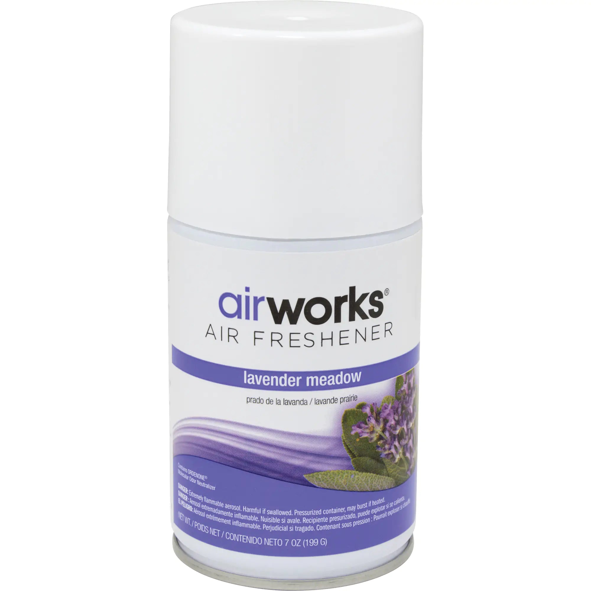 AirWorks® Metered Air Fresheners, Lavender Meadow, Aerosol Can Case of 12
