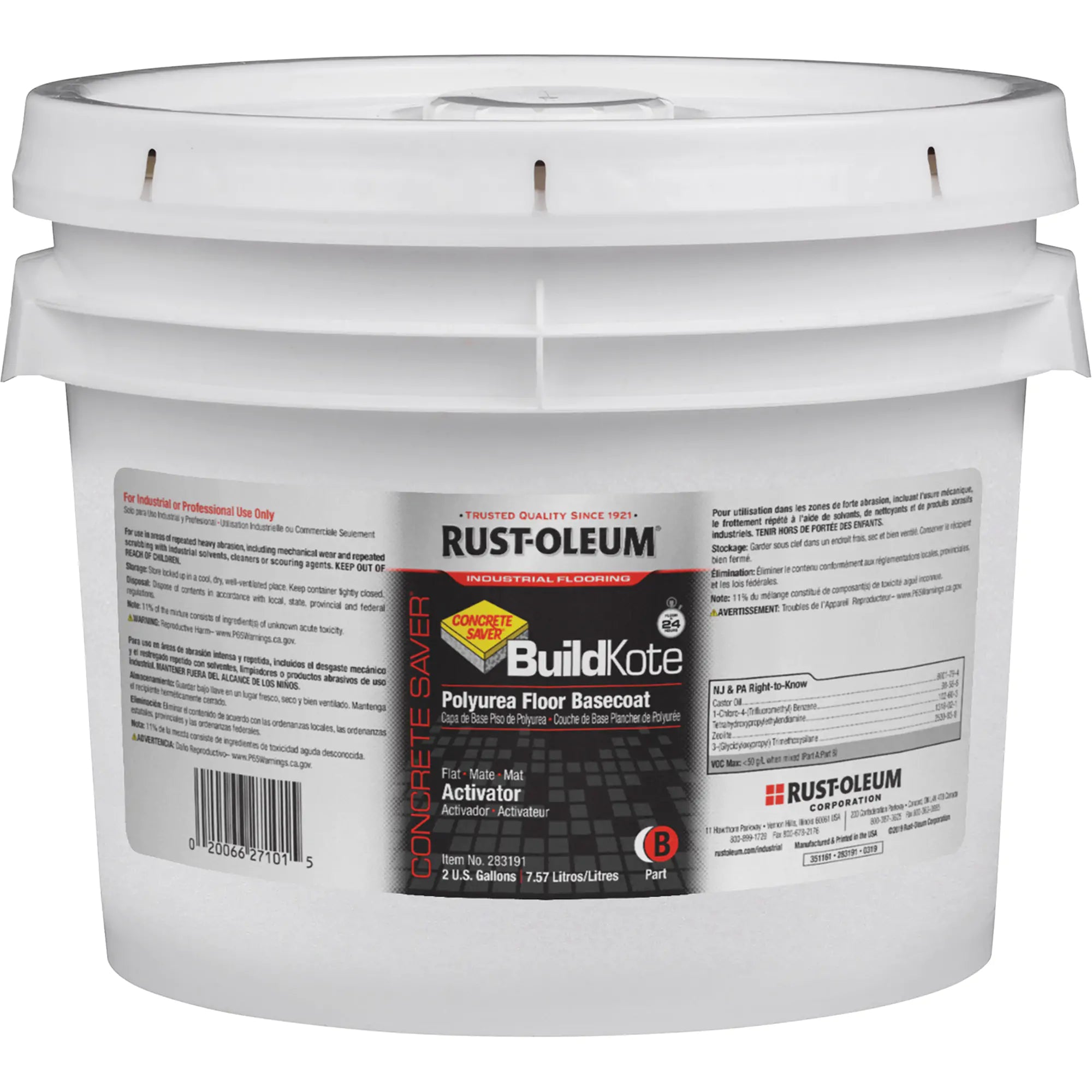 Concrete Saver® BuildKote Polyurea Floor Coating Primer Part B, Pail, Clear/Tint Base Can