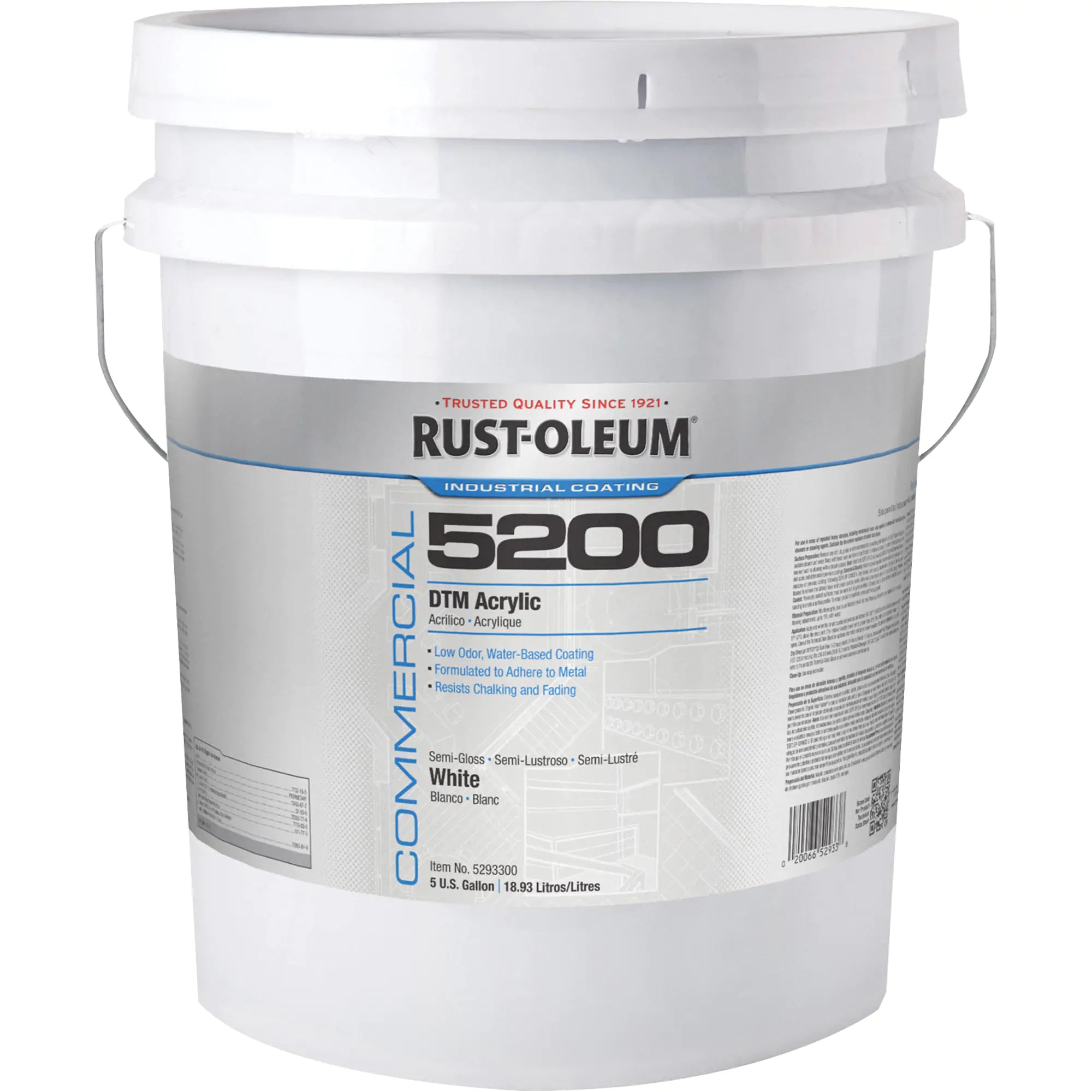5200 System DTM Acrylic Paint, Pail, White Pail