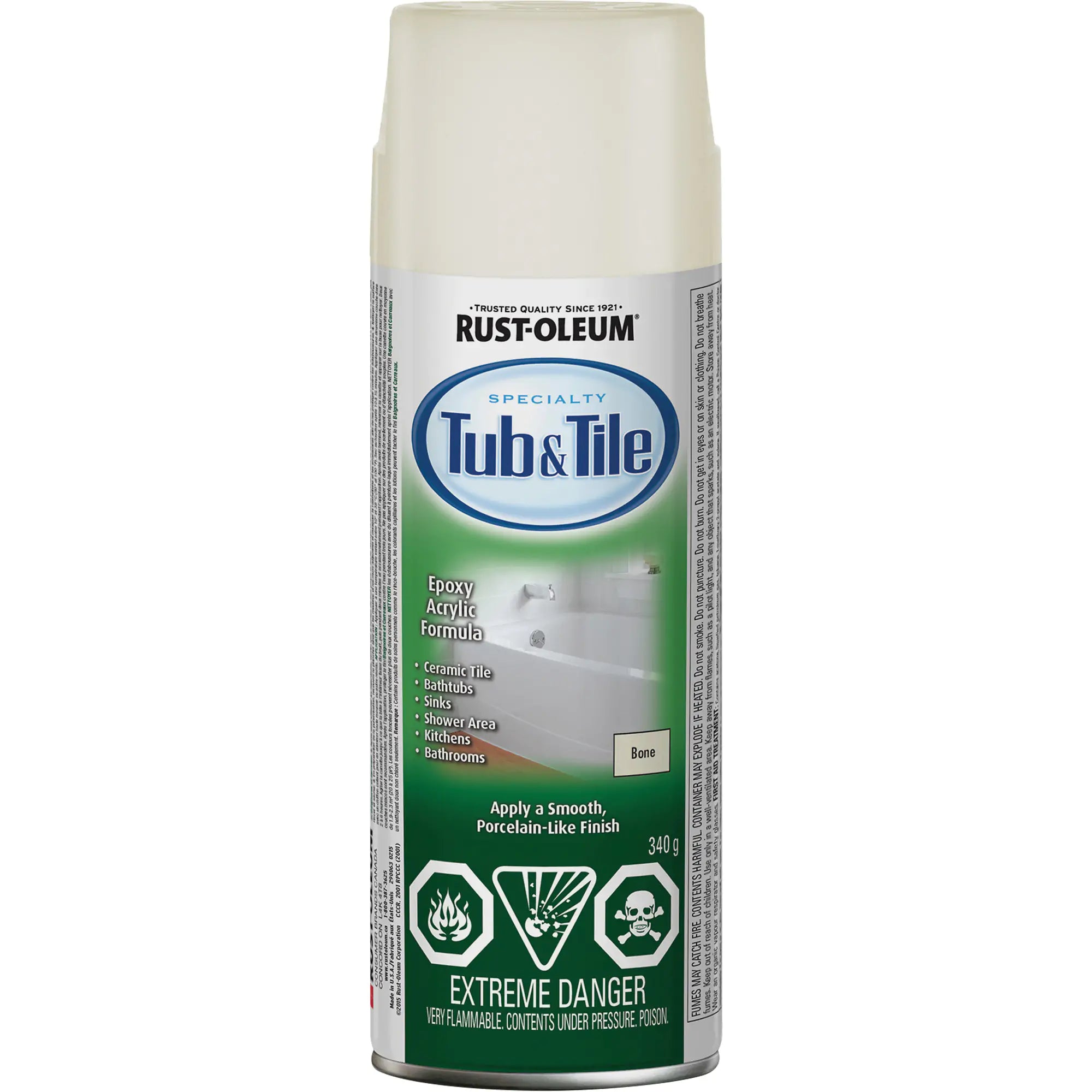 Specialty Tub & Tile Spray Paint, Aerosol Can, White Can