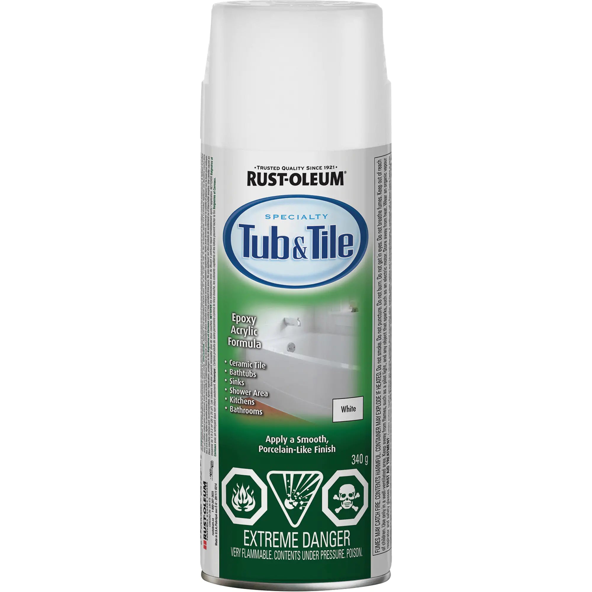 Specialty Tub & Tile Spray Paint, Aerosol Can, White Can
