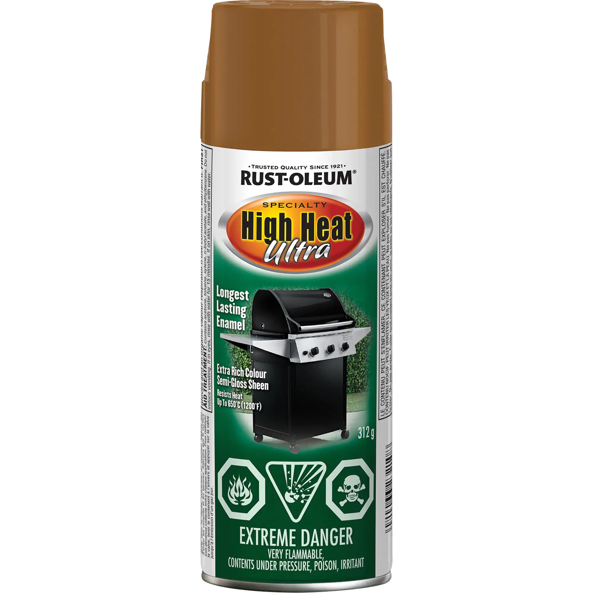 Specialty High Heat Ultra Enamel Spray Paint, Aerosol Can, Brown Can