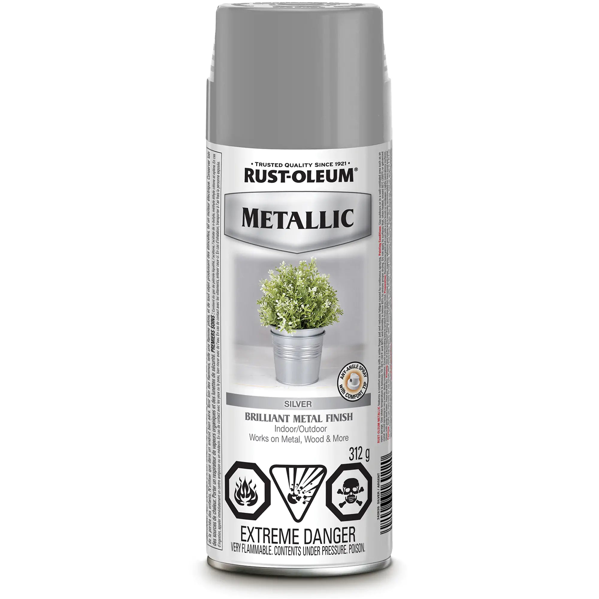 Stops Rust® Outdoor Paint, Silver/Aluminum, Aerosol Can, Metallic Can