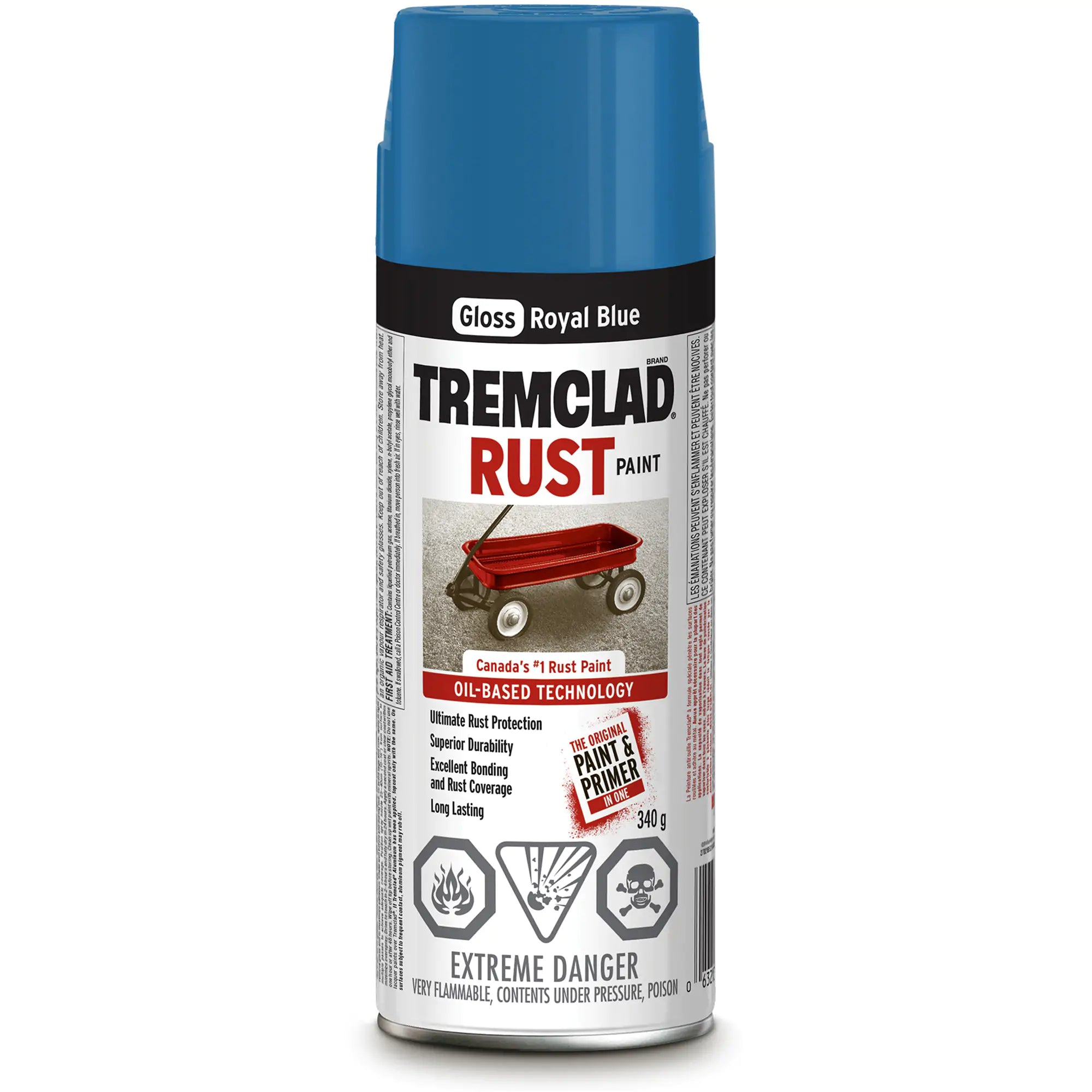 Tremclad® Oil Based Rust Paint, Blue, Aerosol Can, Gloss Can