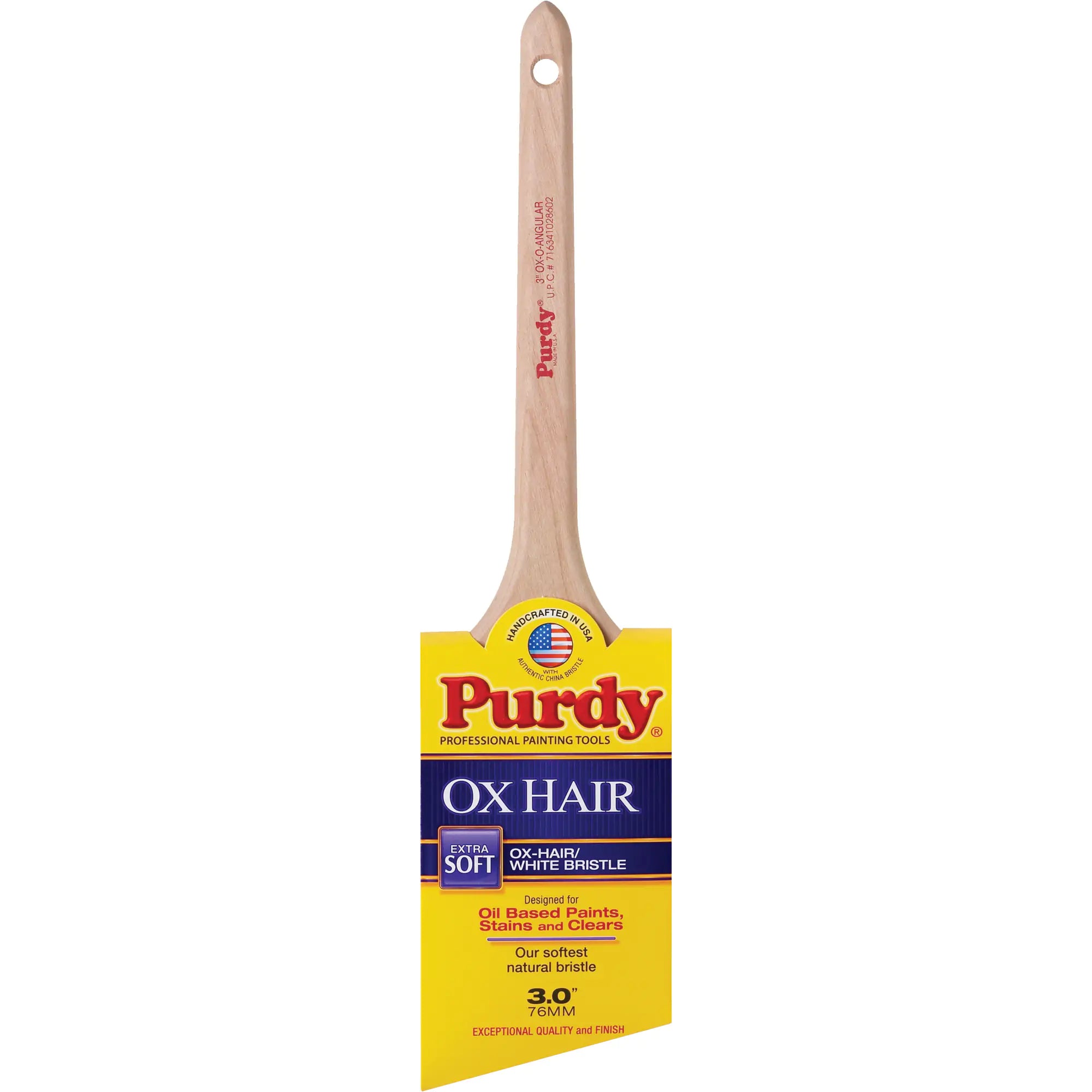 Ox-O-Angular Paint Brush, Ox Hair, Wood Handle, 3