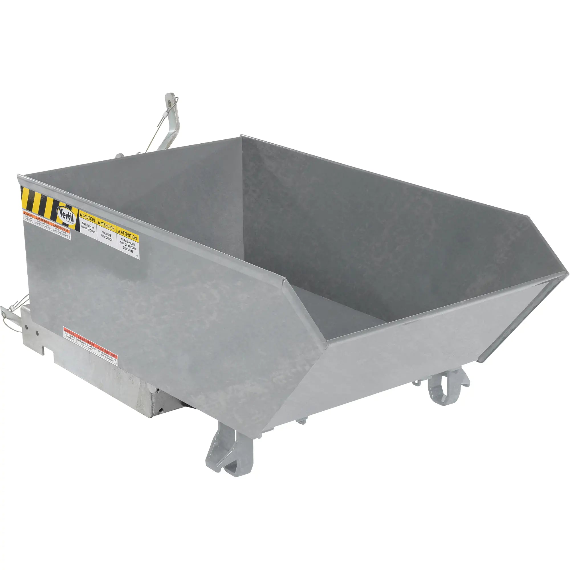 Low Profile 90 Degree Self Dumping Hopper, Galvanized Steel, 1/4 cu.yd., Silver Each