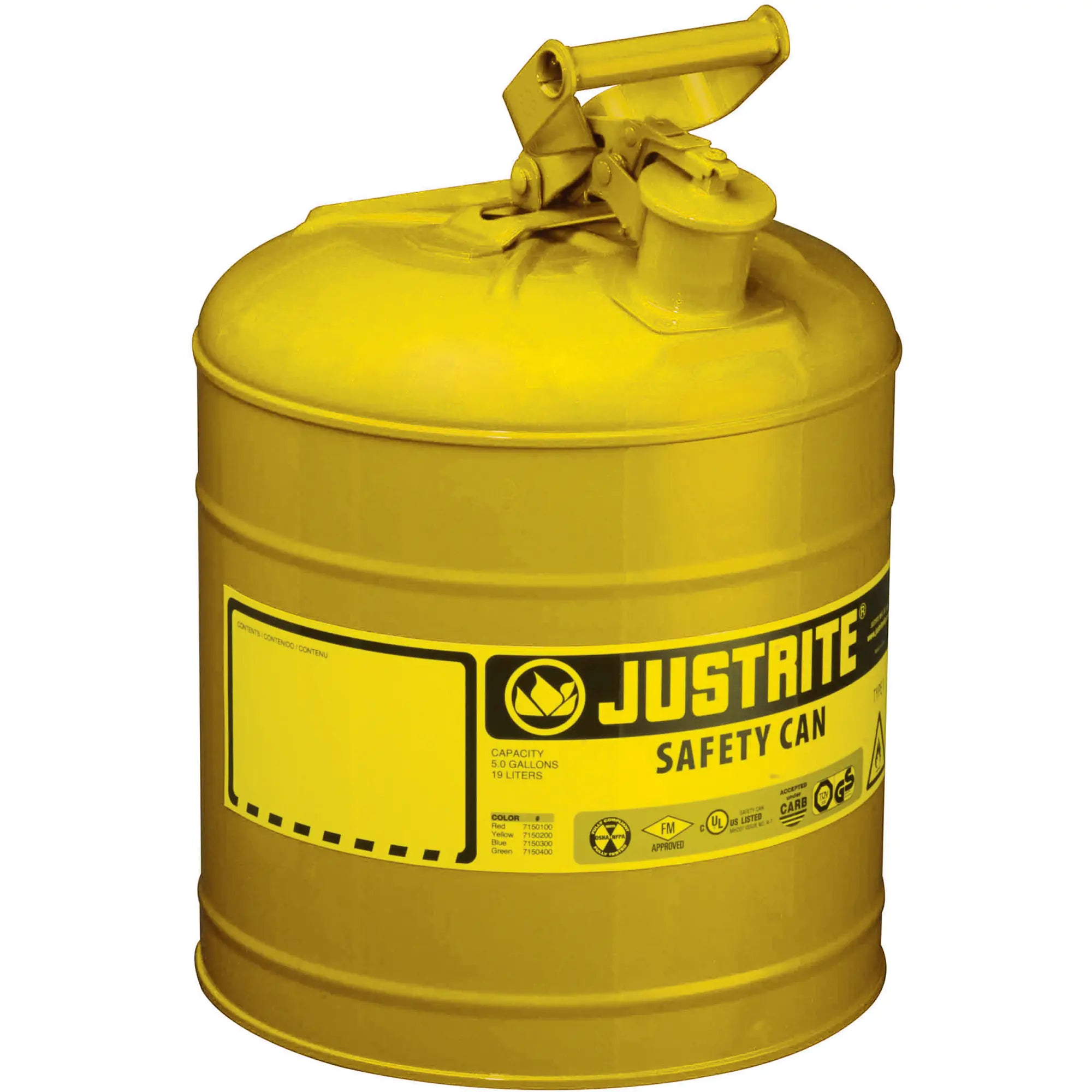 Safety Cans, Type I, Steel, 2 US gal., Yellow, Fm Approved/UL/ULC Listed Each
