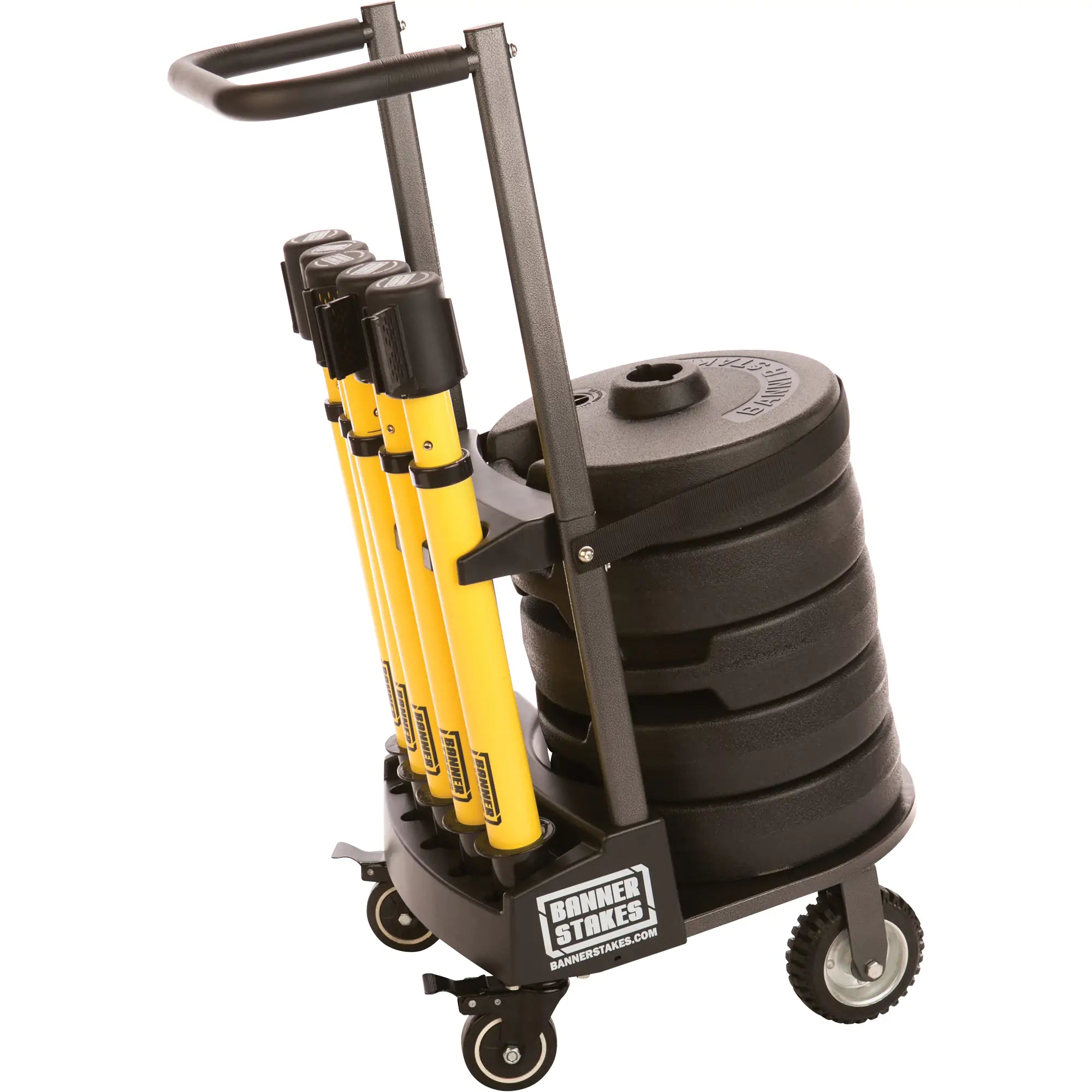 PLUS Barrier Post Cart Kit, 75' L, Metal, Yellow Each