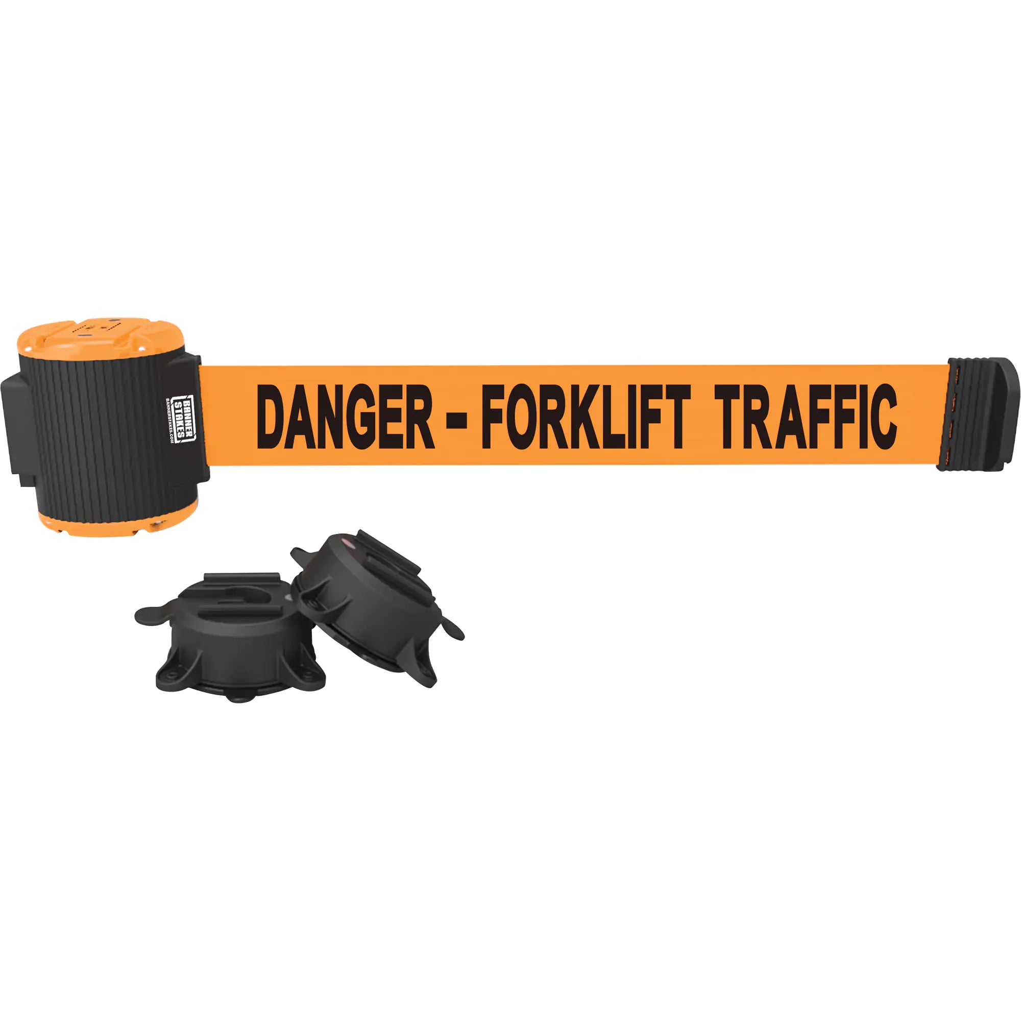 Wall Mount Barrier, Plastic, Magnetic Mount, 30', Orange Tape Each