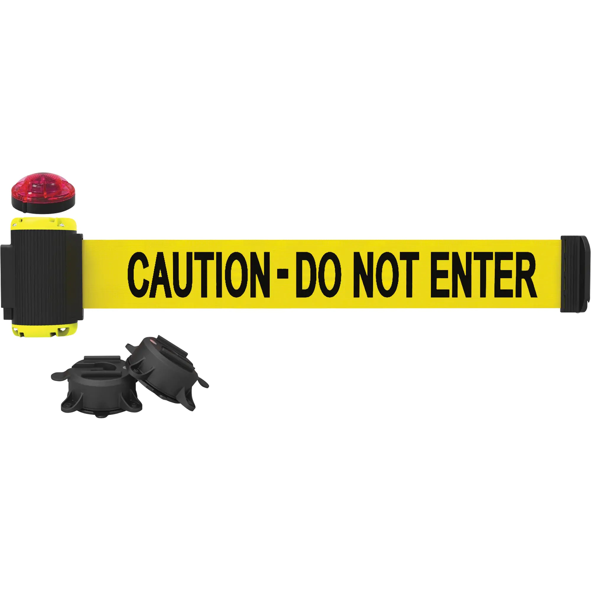 Wall Mount Barrier with Light Kit, Plastic, Magnetic Mount, 7', Yellow Tape Each