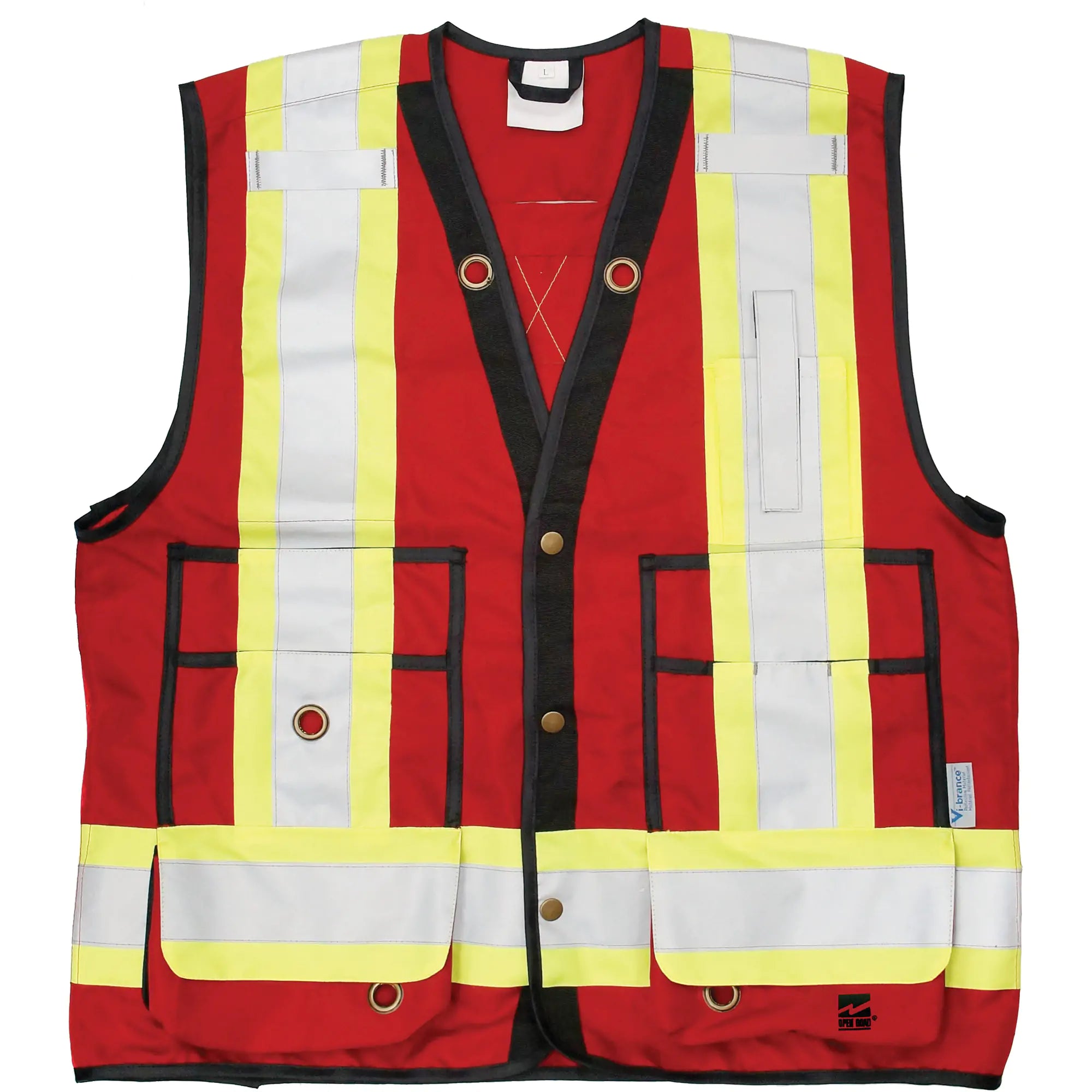 Open Road® Surveyor Vest, Red, Large, Polyester, CSA Z96-15 Class 1 - Level 2 Each