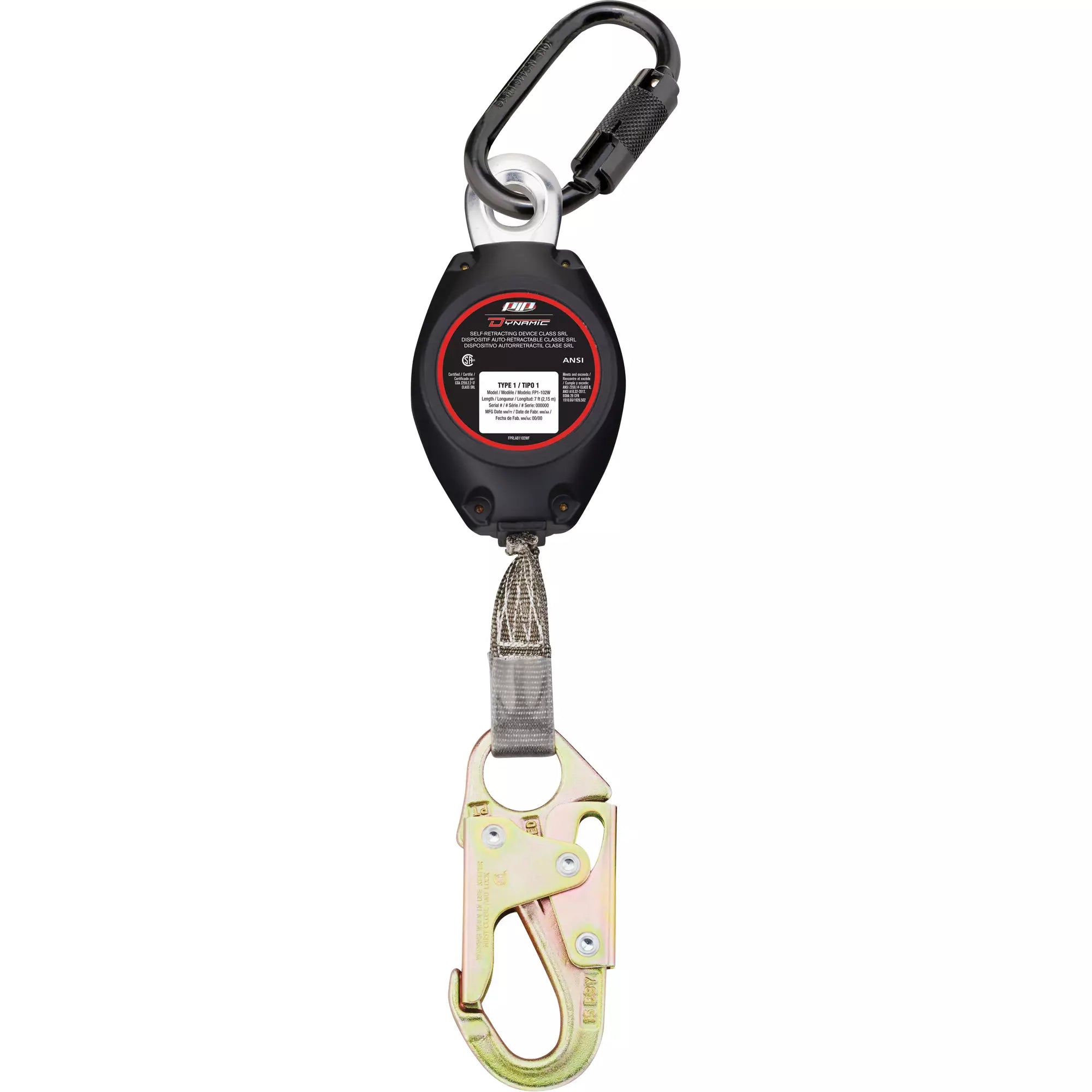 Dynamic™ Small Snap Hook Self-Retracting Lifeline, 7', Polyester, Swivel Each