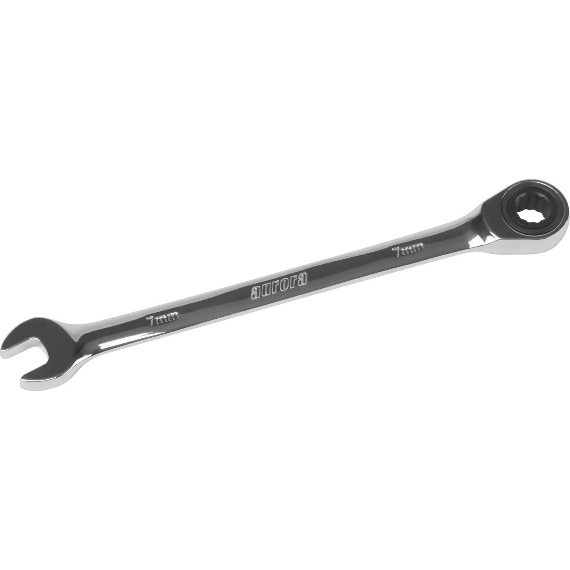 Metric Ratcheting Combination Wrench, 12 Point, 7 mm, Chrome Finish Each