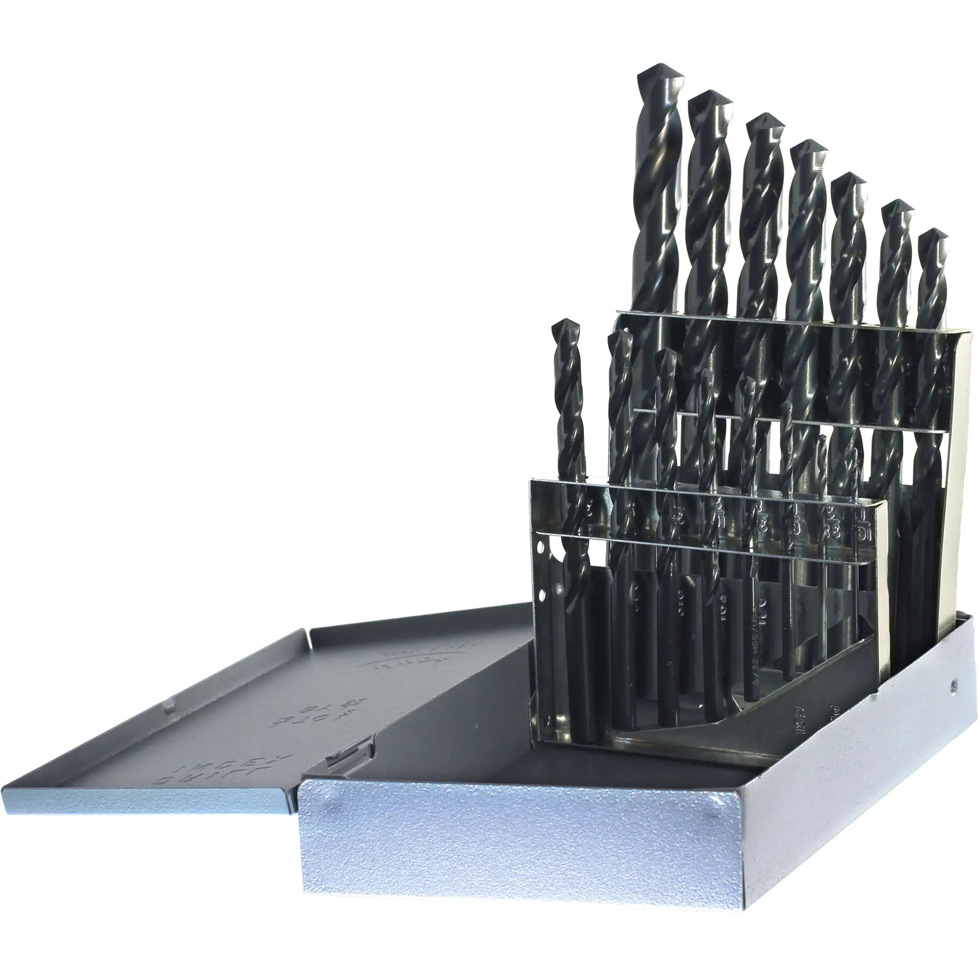 Jobber Length Drill Bit Set, 15 Pieces, High Speed Steel Each