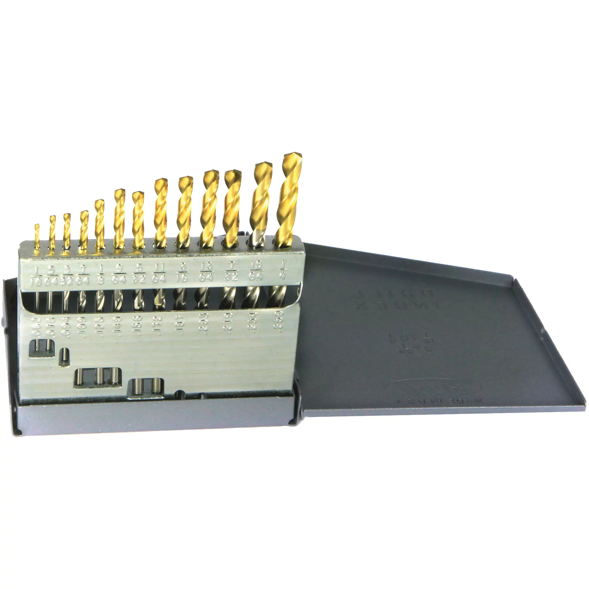 TiN Tipped Jobber Length Drill Bit Set, 13 Pieces, High Speed Steel Each